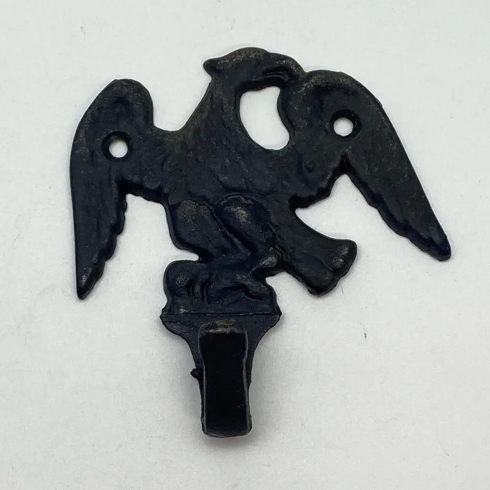 Federal Style Black Cast Iron Flying Eagle‎ Towel Robe Hat Coat Keys Hook JM172